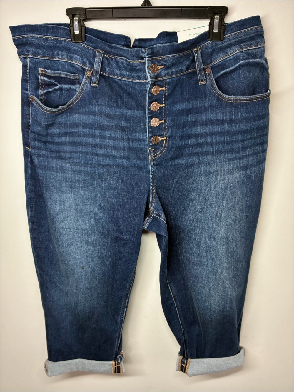 Maurices Dark Blue High-Rise Button-Fly Cropped Jeans